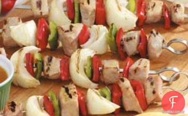 Espetinho de porco vegetariano
