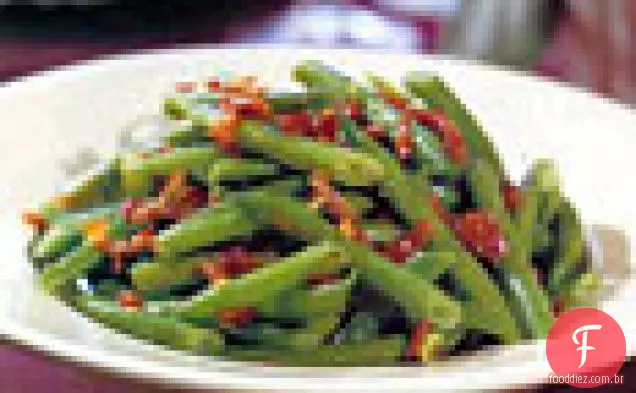 Feijão verde com Bacon e chalotas