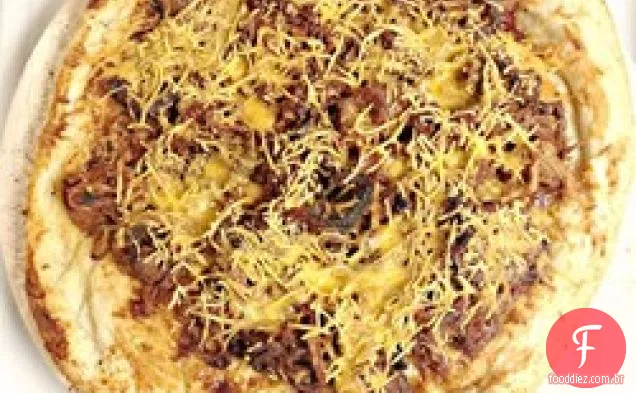 Pizza de porco desfiada para churrasco