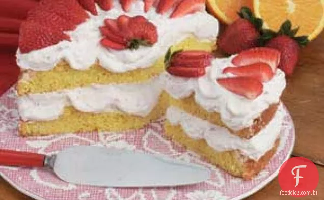 Bolo De Merengue De Laranja Com Morango