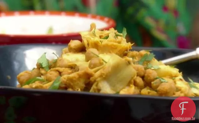 Masala de grão de bico e alcachofra