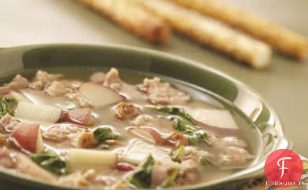 Sopa de Salsicha de Espinafre