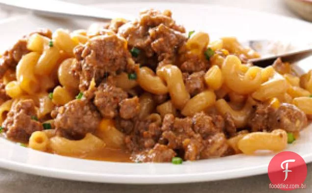 Frigideira de Macarrão com Cheeseburger
