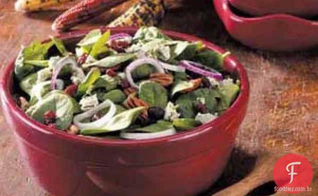 Salada de espinafre com cranberry e noz-pecã