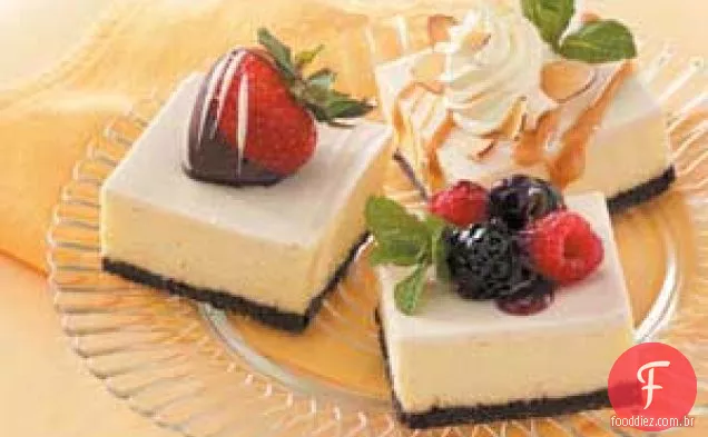 Quadrados de Cheesecake Cobertos