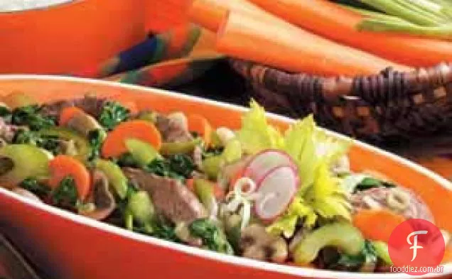 Carne de espinafre salteada