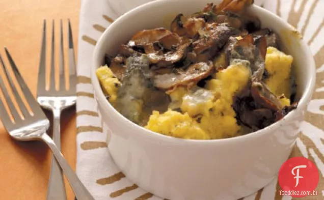 Polenta assada com cogumelos e Gorgonzola