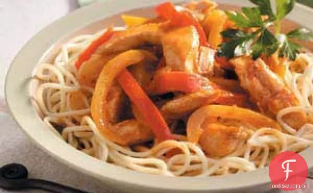 Espaguete com Fajita de Frango