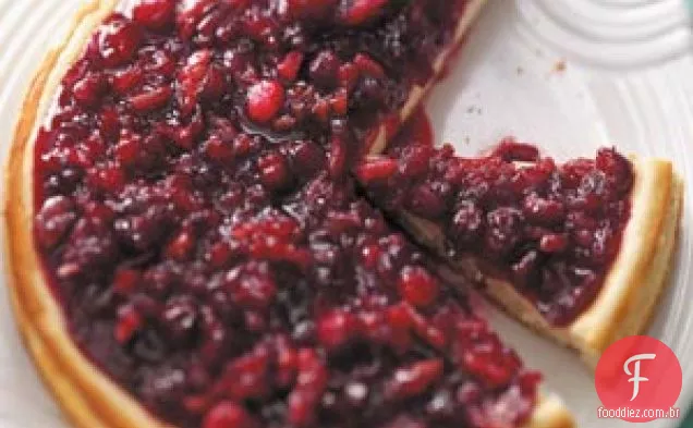 Cheesecake festivo com cobertura de cranberry