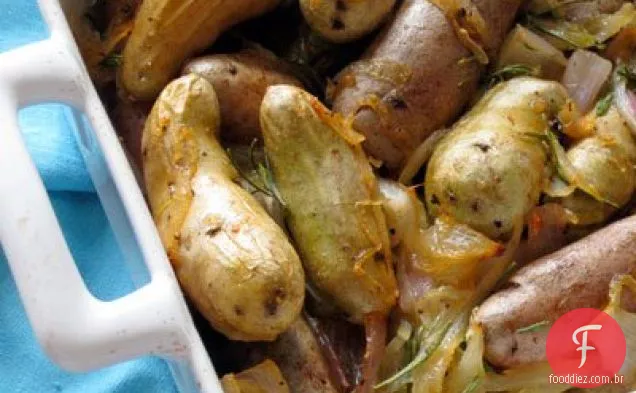 Batatas Assadas Com Alecrim E Chalotas