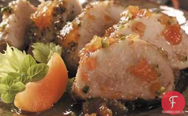 Lombo de porco com jalapeño e damasco