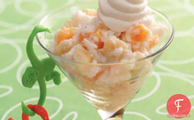 Pudim de arroz com damasco e banana