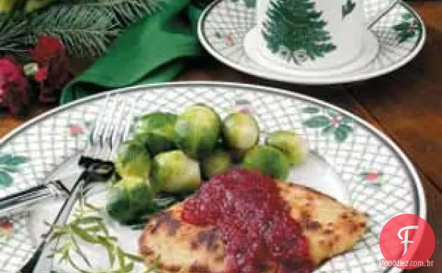 Costeletas de peru com cranberry e laranja