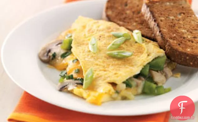 Omelete de cogumelos e pimenta