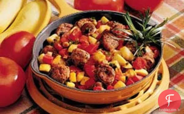 Frigideira de Salsicha e Vegetais