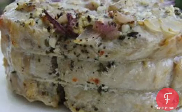 Lombo de porco marinado em vinho e Dijon