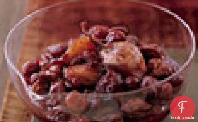 Cranberry, chalota e compota de cereja seca