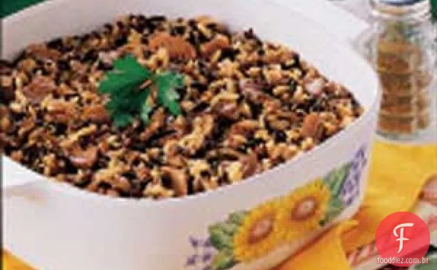 Cogumelos Assados de Arroz Selvagem