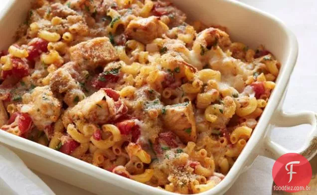Frango assado italiano e pastina