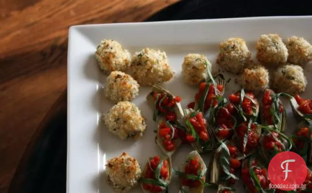 Bolas de arroz frito no forno com Gruyere