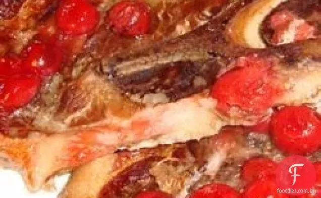 Costeletas de porco com cereja