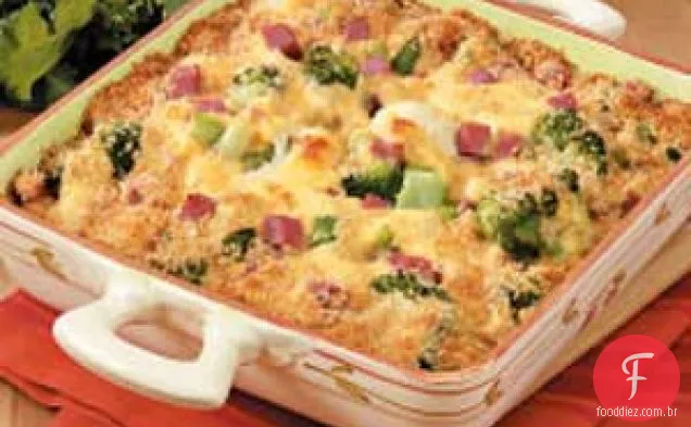Caçarola de brócolis e couve-flor com queijo
