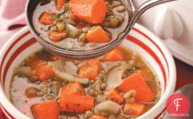 Ensopado de batata-doce e lentilha