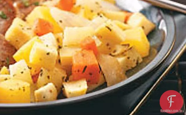 Vegetais de raiz assados saudáveis