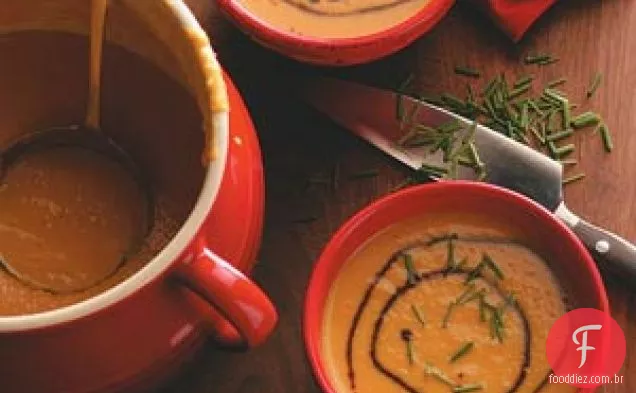Sopa de abóbora e pera