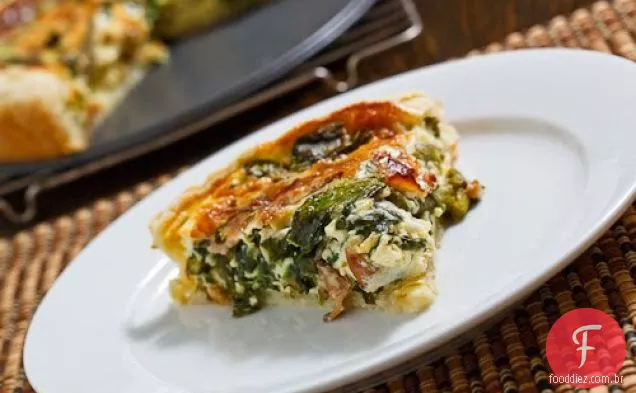 Espargos e quiche de espinafre