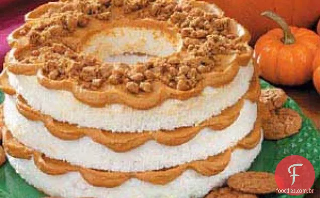 Bolo de anjo em camadas de abóbora