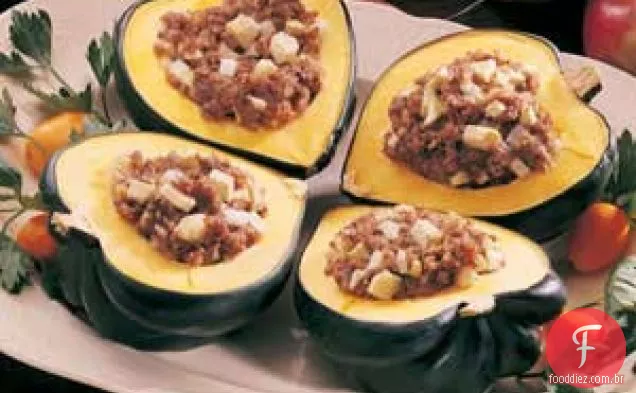 Abóbora Assada com Salsicha e Maçã