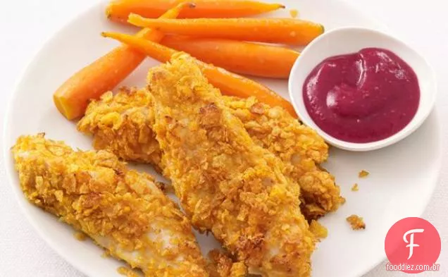 Tiras de peru com ketchup de cranberry