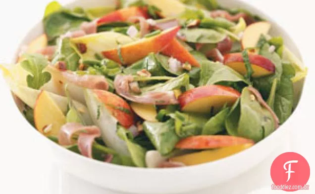 Salada de nectarina, presunto e endívia