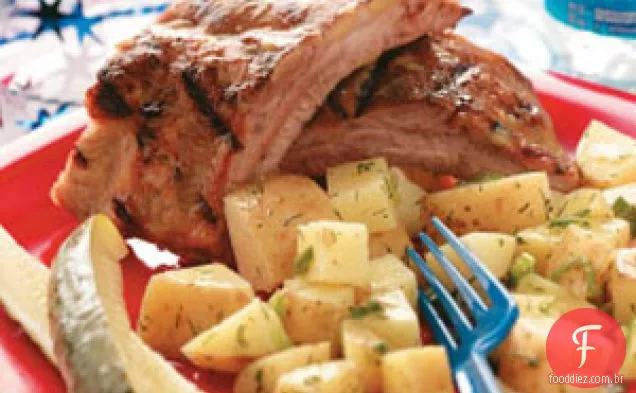 Costelinha de porco com pêssego