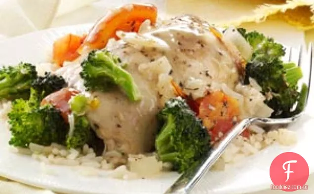 Frango com ervas e vegetais