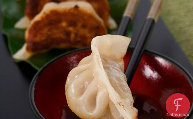 Pan Frito Camarão E Carne De Porco Potsticker Receita