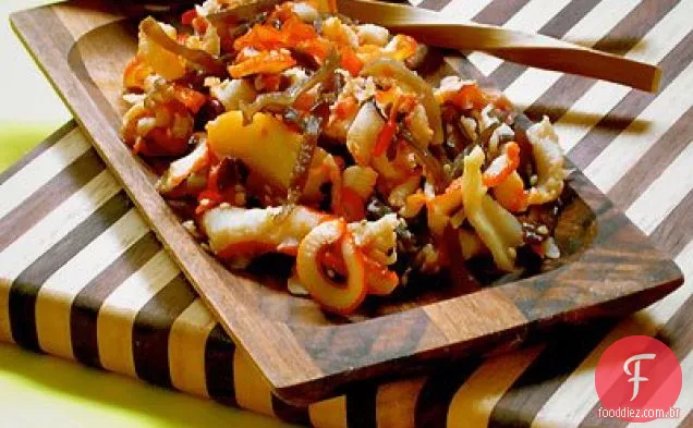 Salada De Lula Picante Com Shiitake , Gergelim E Limão