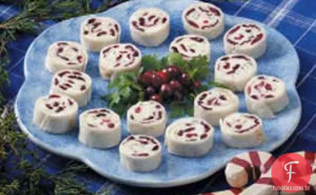 Pinwheels de cranberry e queijo feta