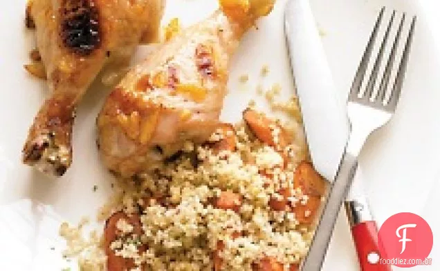 Frango vitrificado com laranja com cenoura e Bulgur