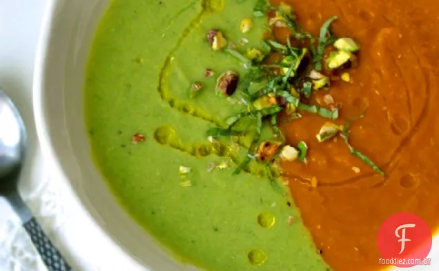 Sopa de cenoura-gengibre-miso e sopa de ervilha Cunhada