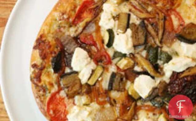 Pizza Vegetariana Com Cogumelos Selvagens E Pesto