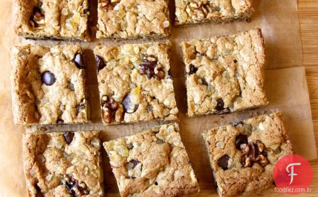Ginger Walnut Chocolate Blondies