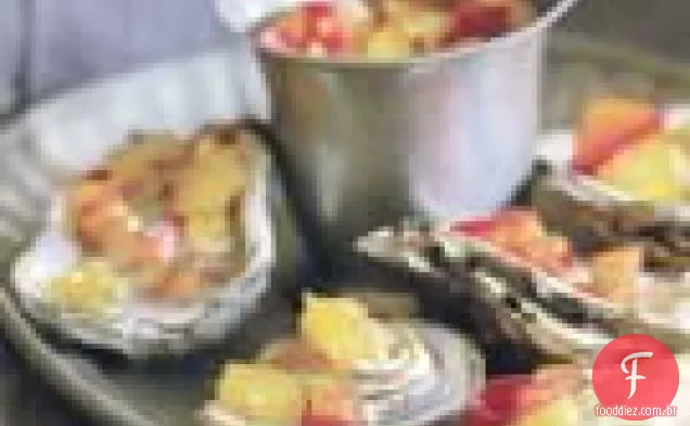 Ostras grelhadas com Salsa de gengibre e pimenta