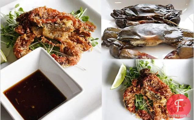 Caranguejo de Casca Mole com crosta Panko com molho Ponzu de gengibre