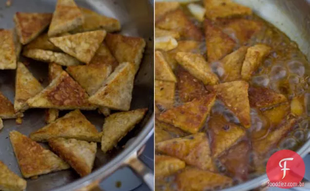 Receita de Tempeh vitrificada em panela de laranja