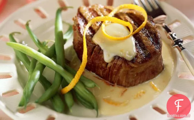 Filetes de carne com creme de laranja