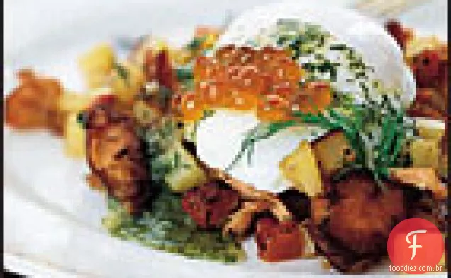 Hash de salmão defumado com vinagrete de endro
