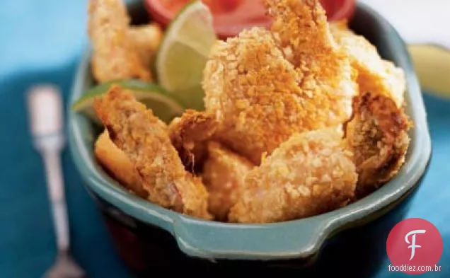 Camarones Fritoes com molho de coquetel Mexicano