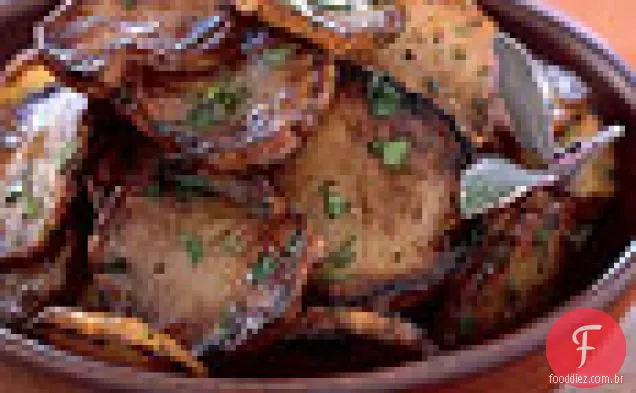 Alcachofras de Jerusalém fritas em manteiga de sálvia
